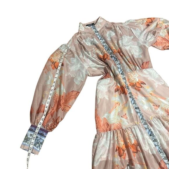 I TOO Italy Elegant Floral Long Sleeve Button Down Dress Size Small - Picture 8 of 16